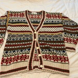 90’s Vintage Allison Smith Sweater Men’s Large Fair Isle Knit Wool Blend